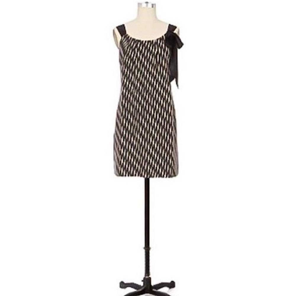 Anthropologie Floreat 100% Silk Shift Dress Black S‎ Endless Diamonds Gatsby